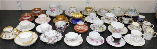 A collection of twenty eight Continental porcelain tea and coffee cups and saucers and four other cups, late 18th - early 20th century,